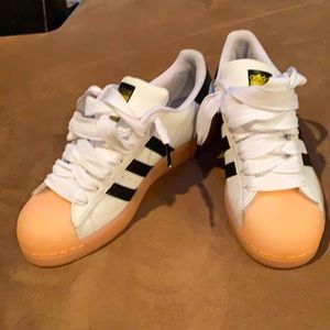 Adidas superstar with peach gum sole